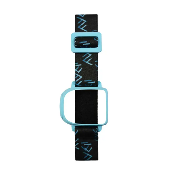 Omnipod insulin patch pump adjustable armband with colored clip in blue.