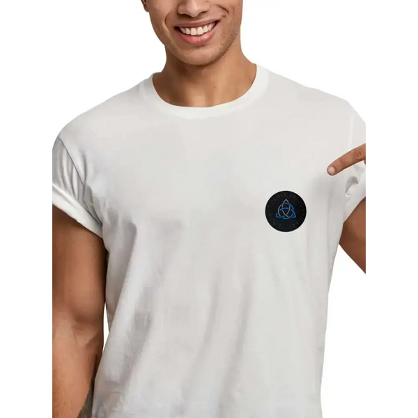 Viking-themed diabetes awareness iron-on patch on white t-shirt