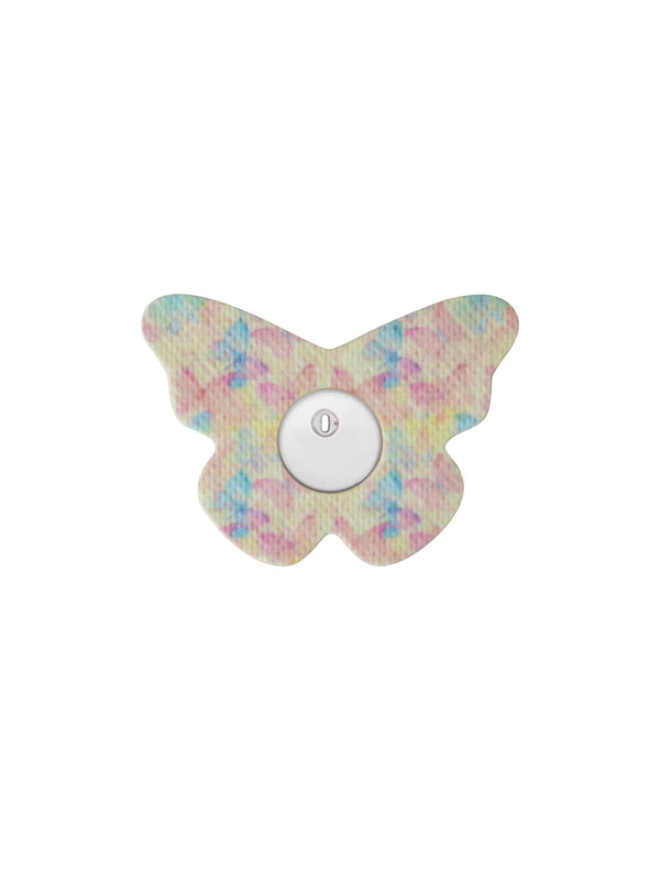 FreeStyle Libre 3 butterfly shape patch in Butterfly Mirage design, breathable adhesive overpatch to help support sensor wear