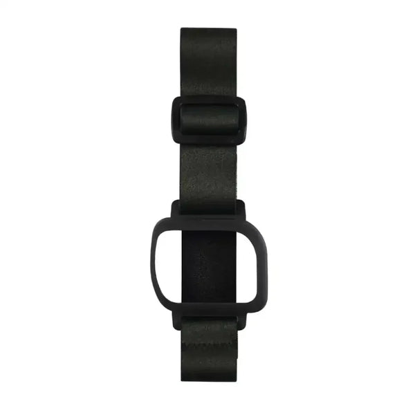 GlucoMen Day Armband black adjustable for insulin patch pump with secure clip and soft elastic strap.
