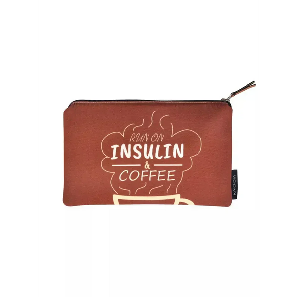 Zipper bag for diabetics with insulin and coffee design.