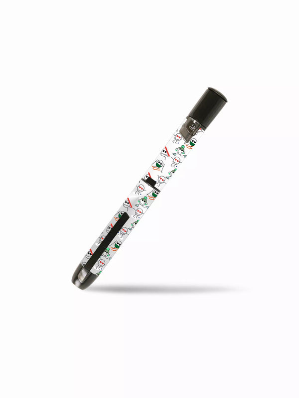 Winter-themed InPen insulin pen stickers with snowmen and reindeer design.