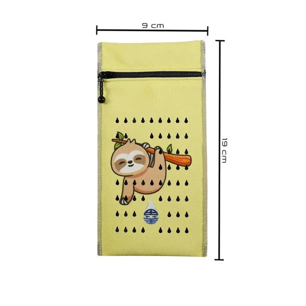 Insulin cooling wallet for kids with sloth design, fits two pens or vials, 19x9 cm.