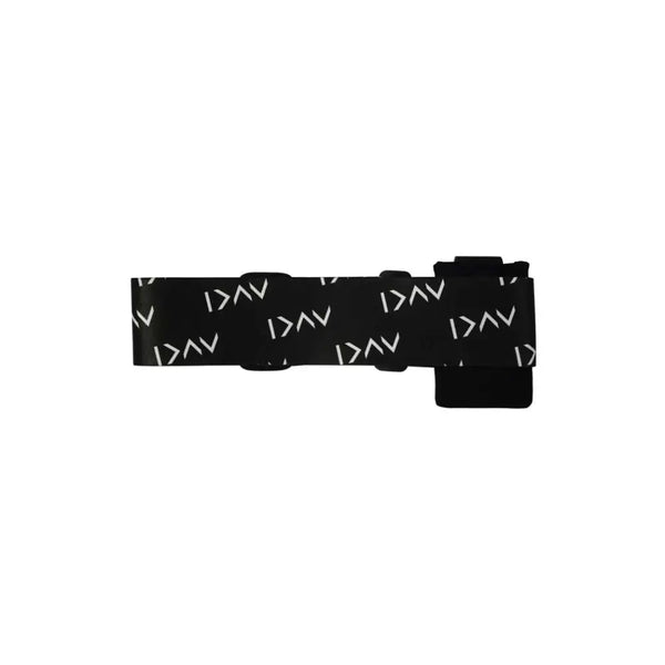 Insulin pump leg band with pouch, sporty Dia-Unisex design, black elastic with logo.