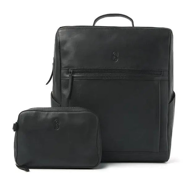 Leather diabetes backpack by Sweet Collections in black, featuring practical storage for diabetes essentials.