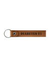 Diabetes Type 1 leather keychain by Kaio-Key Hanger in brown.