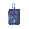 Insulin pump pouch for kids with cooling system, blue with marine design, carabiner attached.