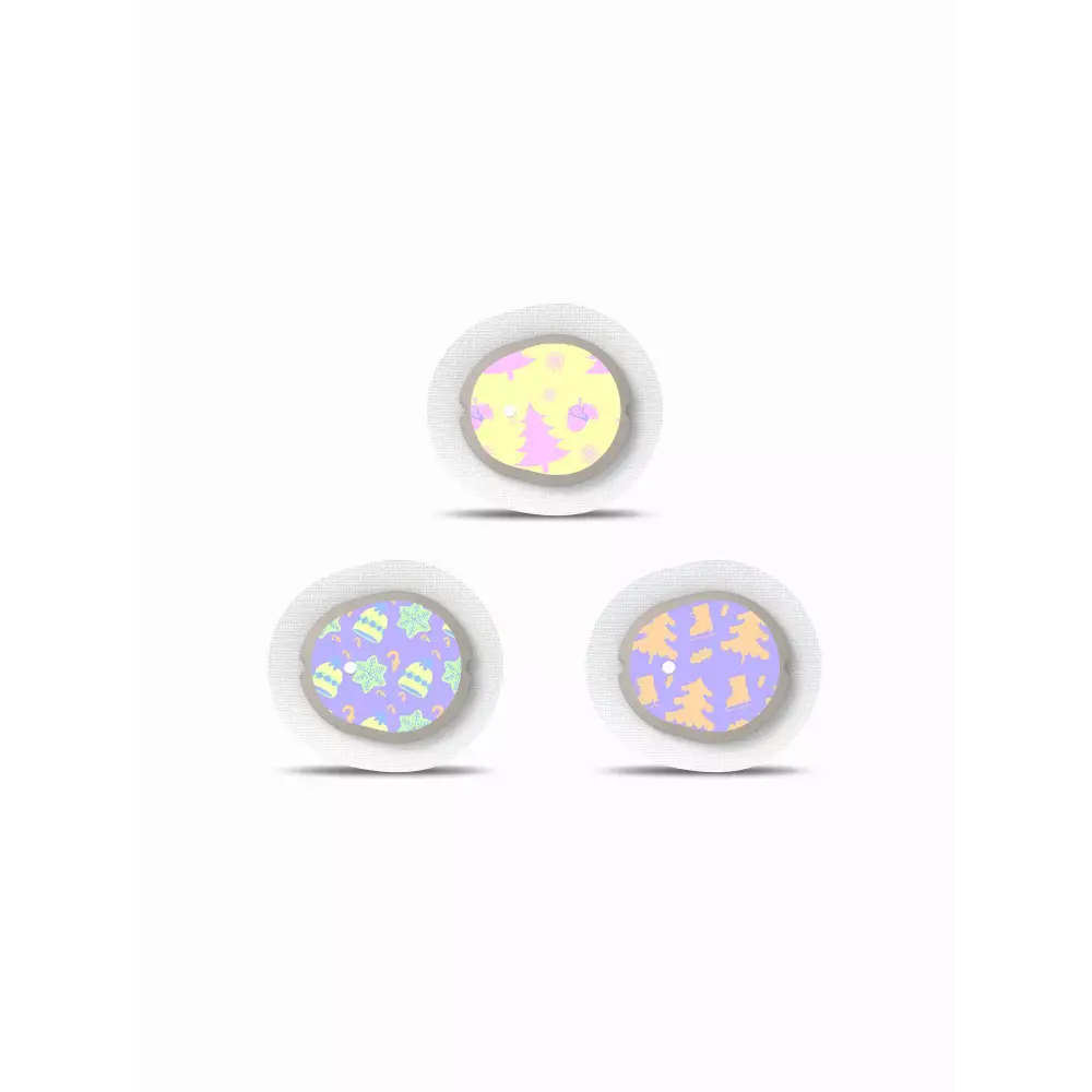 Dexcom G7 Sensor Stickers - Winter Edition, festive holiday designs, 3-pack.