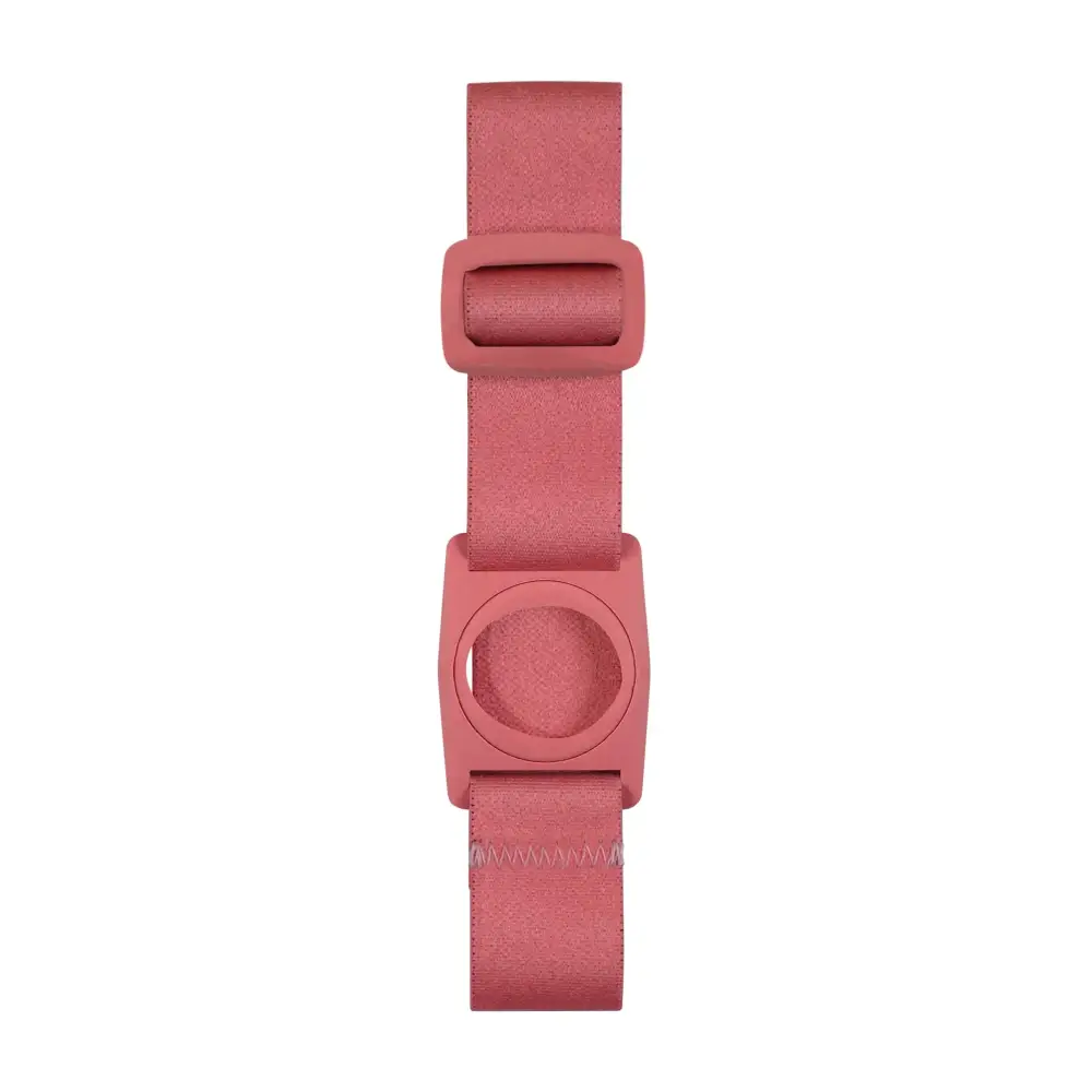 Dexcom G7 blood glucose sensor adjustable armband with rotating clip in Barbie pink for children's diabetes management.