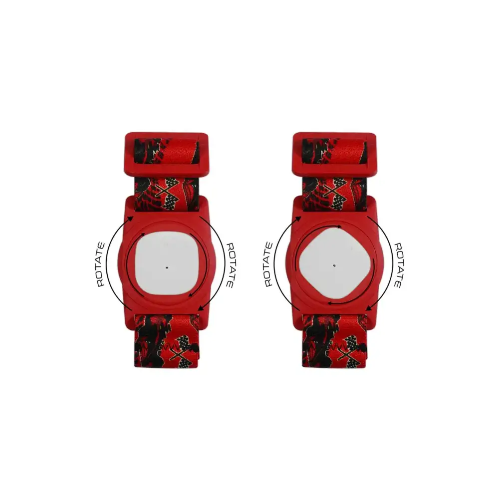 Medtronic Simplera armband for kids with rotating clip and whimsical prints.