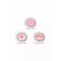 Valentine-themed Dexcom G7 sensor stickers with heart designs, set of 3.