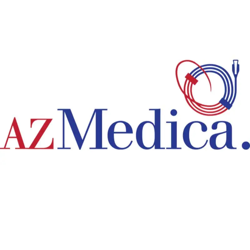 AZMedica logo with red "AZ" and blue "Medica," featuring a coiled red and blue cable icon. Image