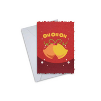 Elegant Christmas Greeting Cards with festive bell design and envelope.