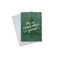 Elegant Christmas Greeting Card with festive tree design and envelope.