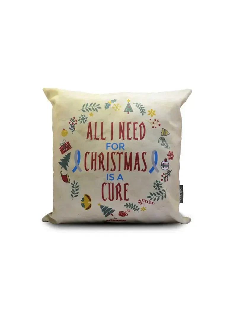 Christmas-themed Diabetes Awareness Pillow Cover with festive motifs and empowering message, 40x40 cm.