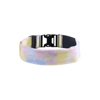 Adjustable insulin pump belt with colorful design, offering comfort and secure fit for pump wearers.