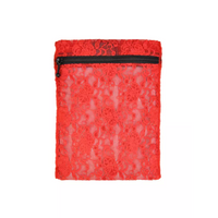 Red lace insulin cooling wallet with black zipper for 4 pens or 8 vials, stylish and portable