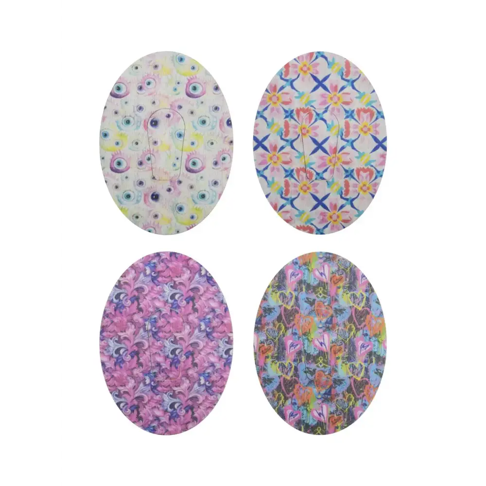 Dexcom G6 adhesive patches, Spring Series, 4 designs side by side