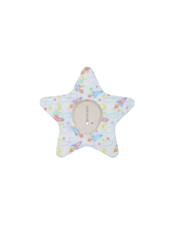 Dexcom G7 star shape adhesive patch for kids front view CGM patch with bright playful design