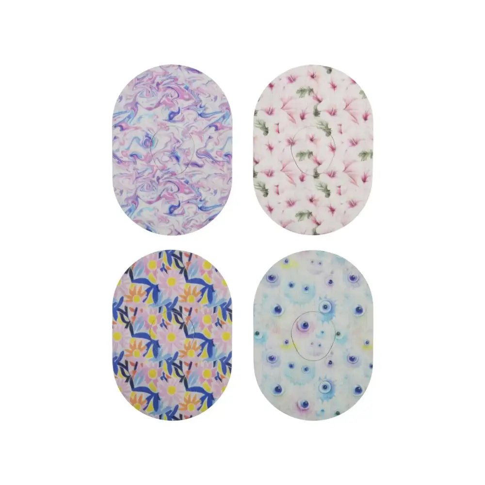 Dexcom G7 adhesive patches, Spring Series, 4 designs side by side