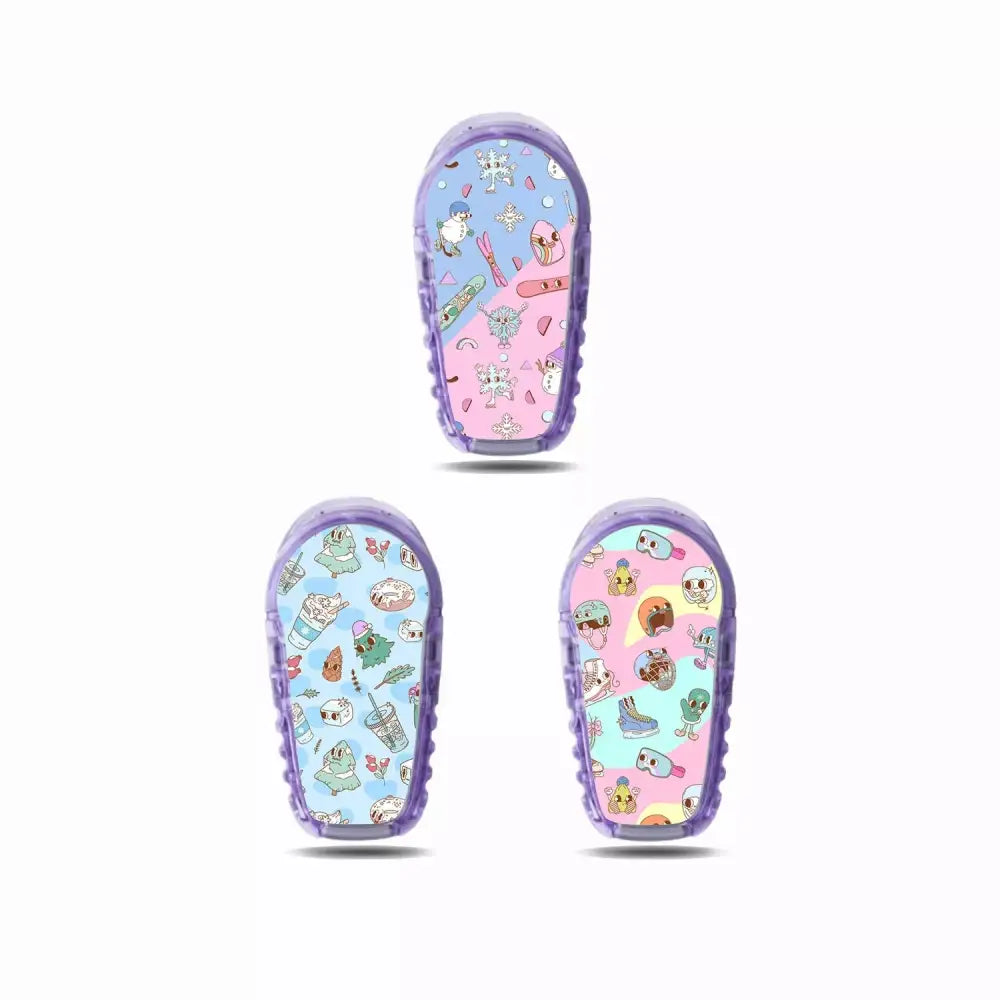 Winter-themed Dexcom G6 Sensor Stickers featuring festive designs.