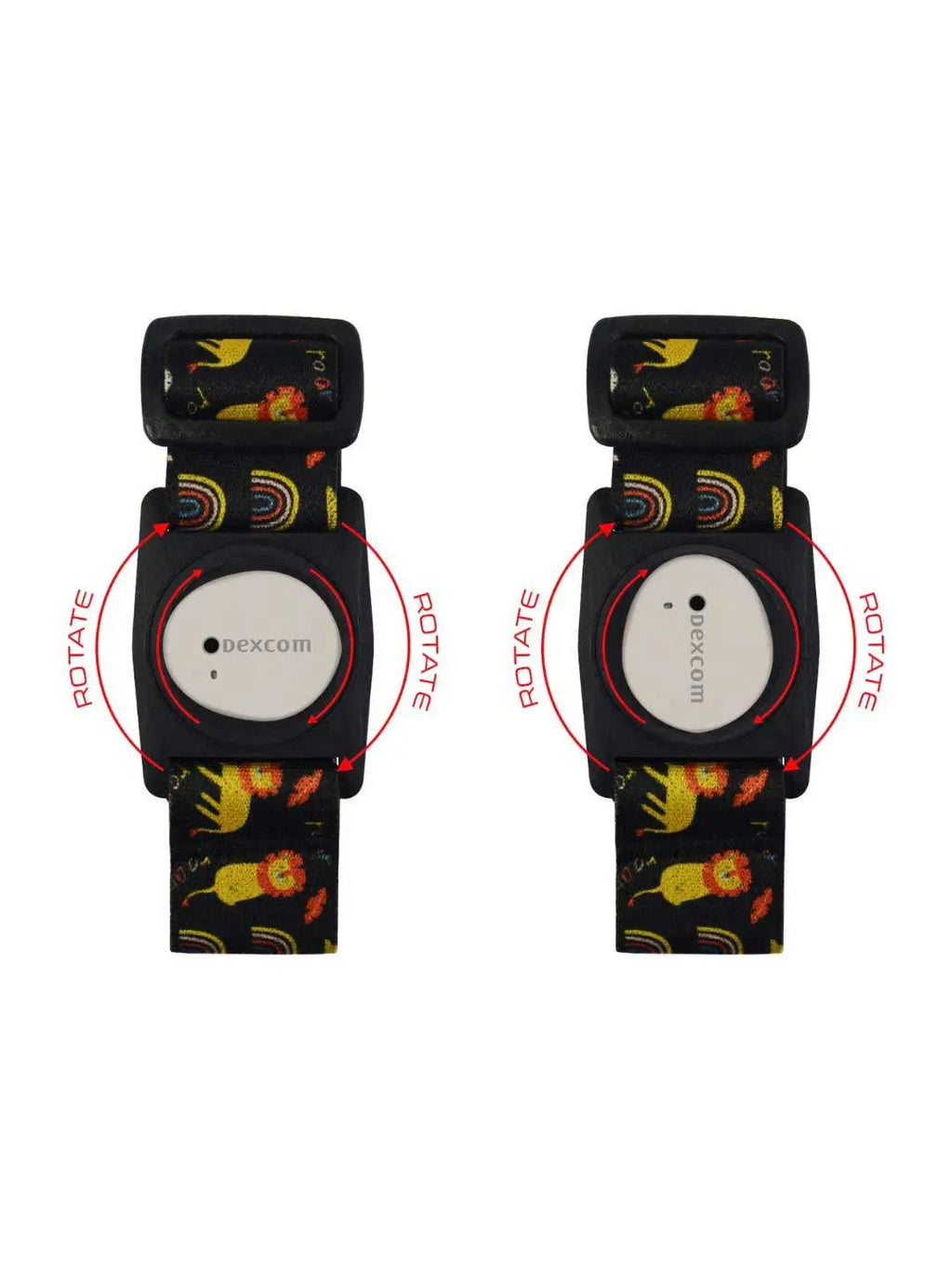 Dexcom G7 Armband for Children with Rotating Clip, Dia-Style Kiddy Bunny Overload & Roar