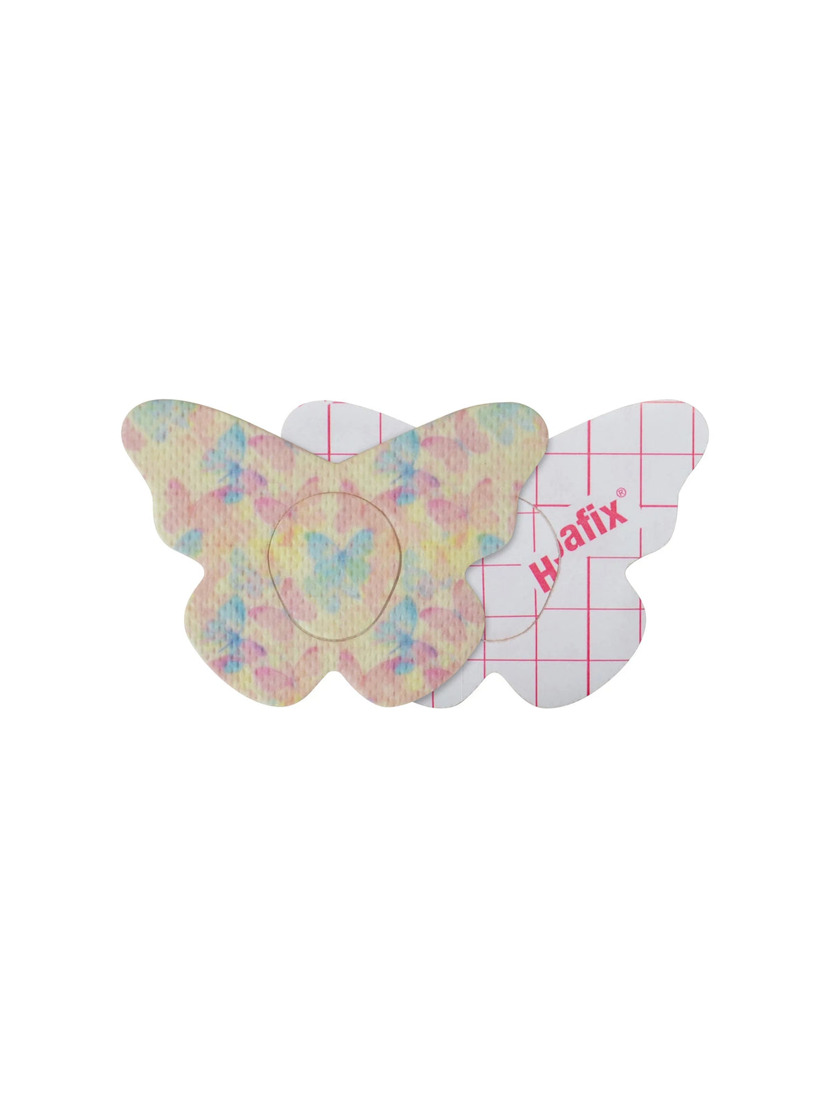 Dexcom G7 adhesive patch, butterfly shape, front and backing