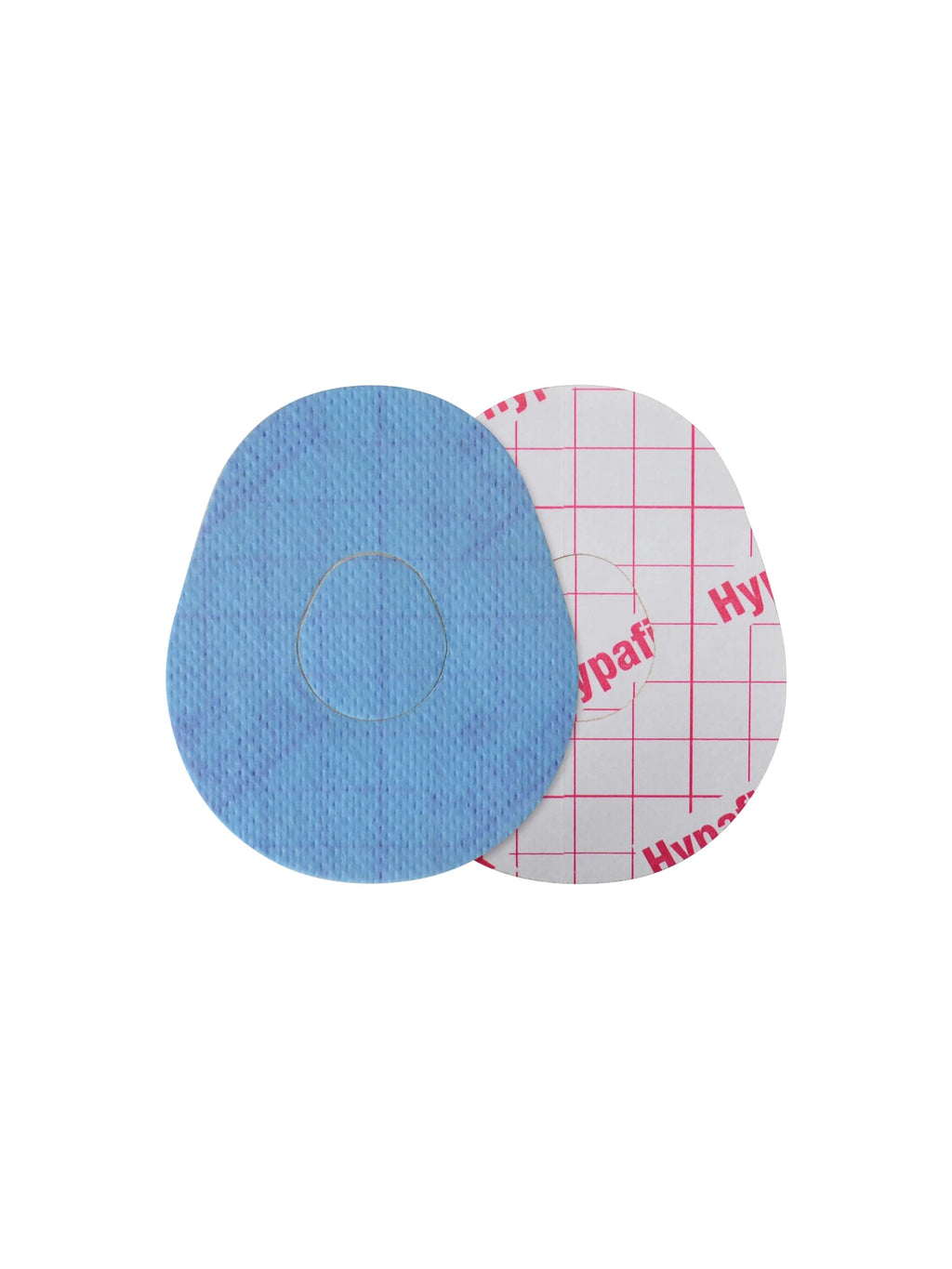 Dexcom G7 adhesive patch, drop shape, front and backing