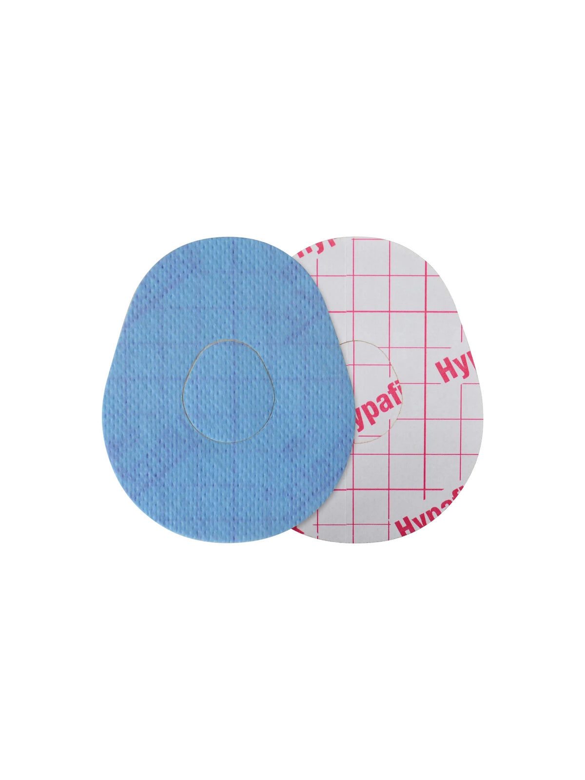 Dexcom G7 adhesive patch, drop shape, front and backing