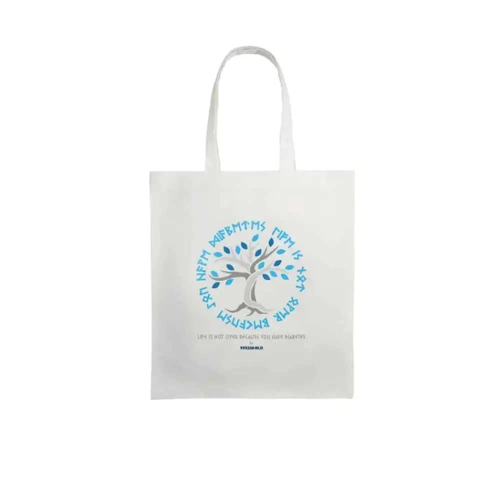 Diabetes Awareness Tote Bag with Viking symbols and Tree of Life design.