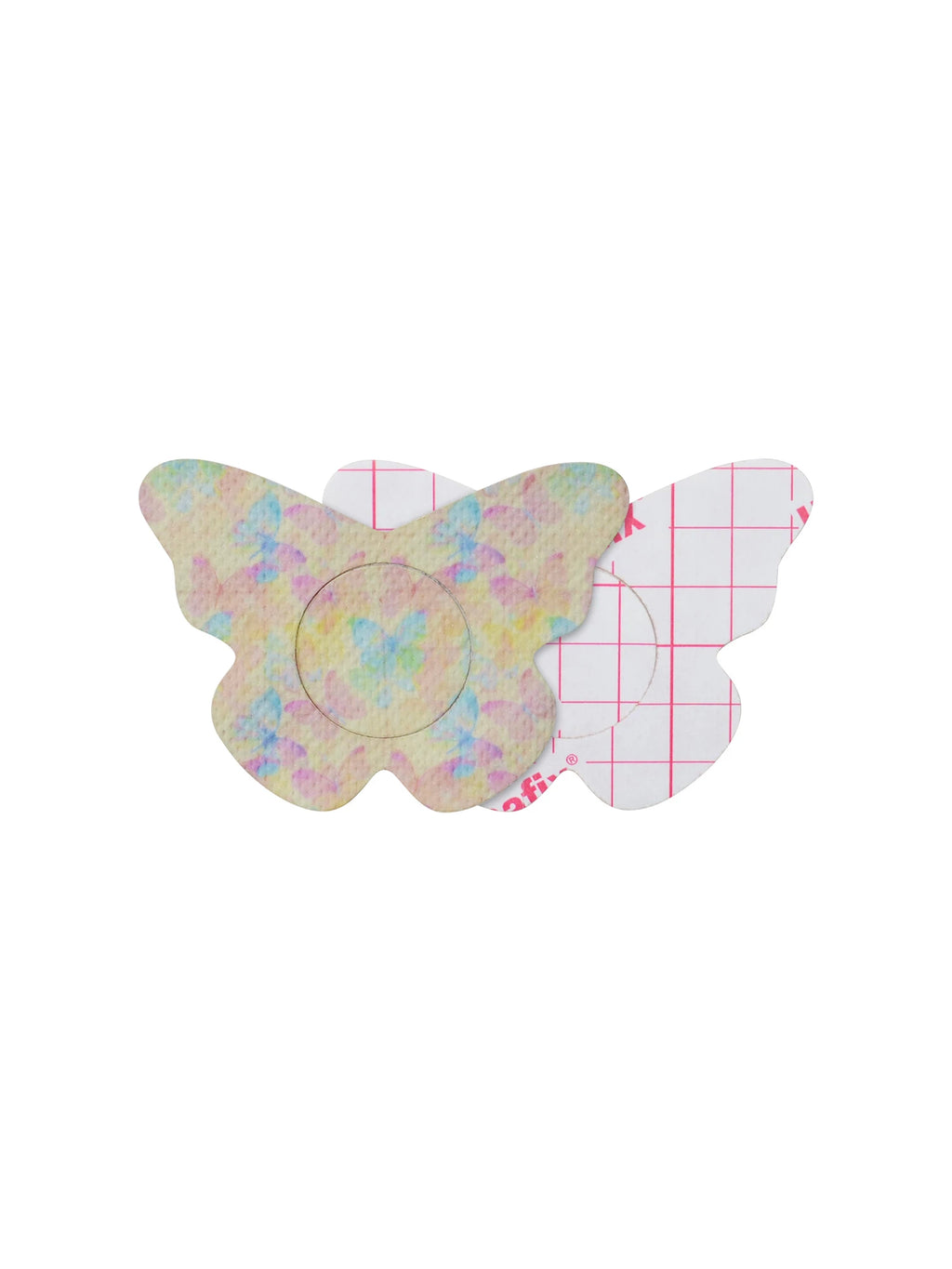 FreeStyle Libre 2 adhesive patch, butterfly shape, front and backing
