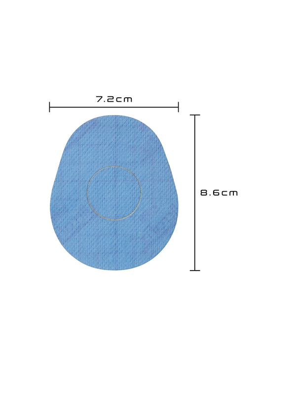 FreeStyle Libre 2 drop shape patch dimensions, showing the cut-out shape and sensor opening for a precise fit