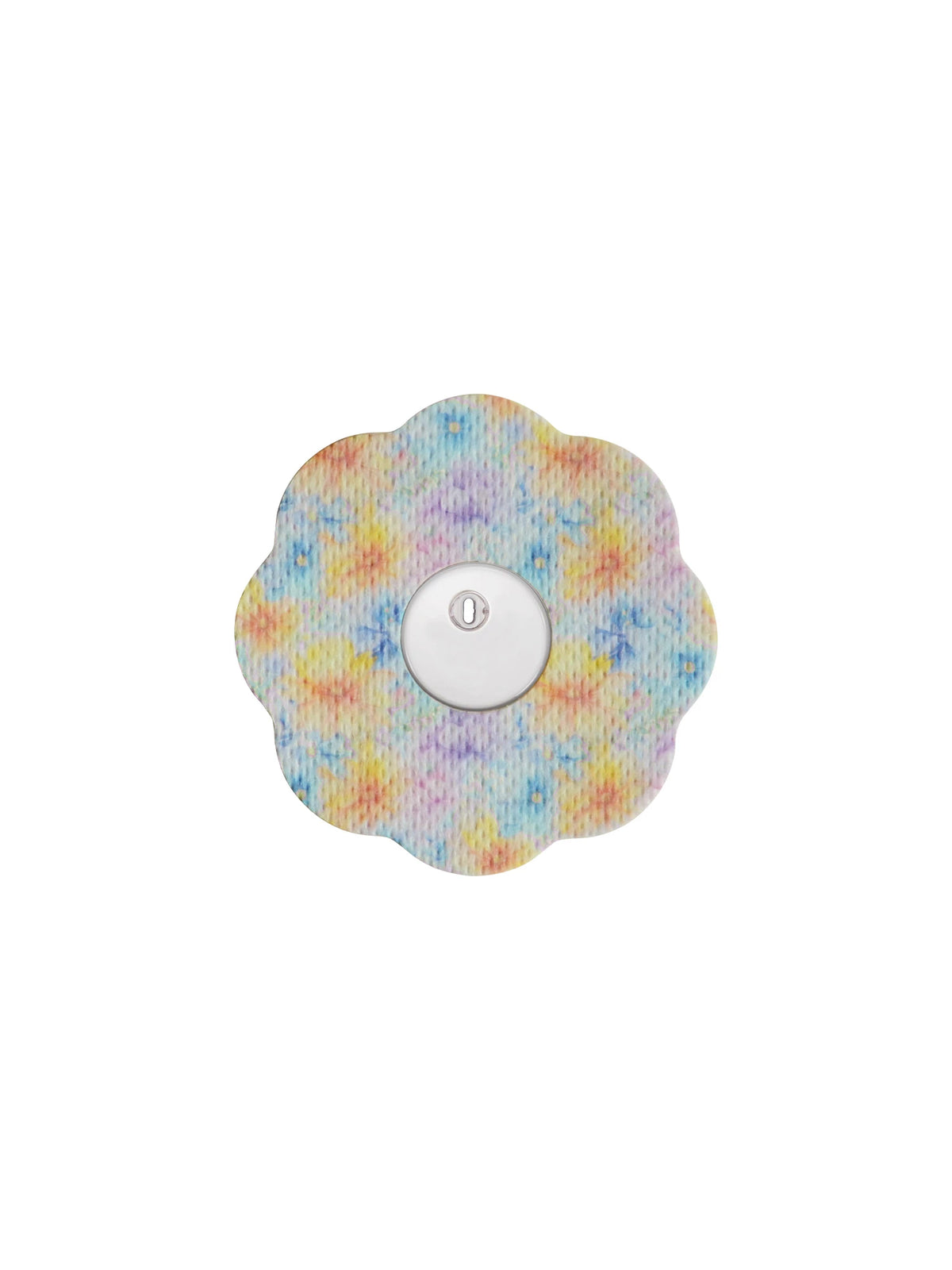 FreeStyle Libre 3 cookie shape patch in Gardenia design, breathable adhesive patch to help support sensor wear