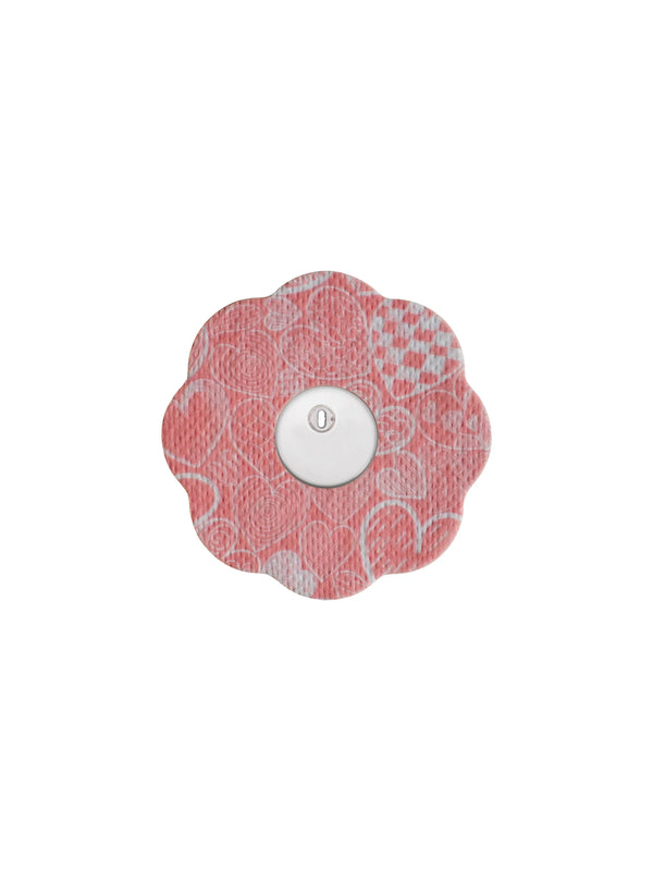 FreeStyle Libre 3 cookie shape patch in Kind of Love design, breathable adhesive patch to help support sensor wear