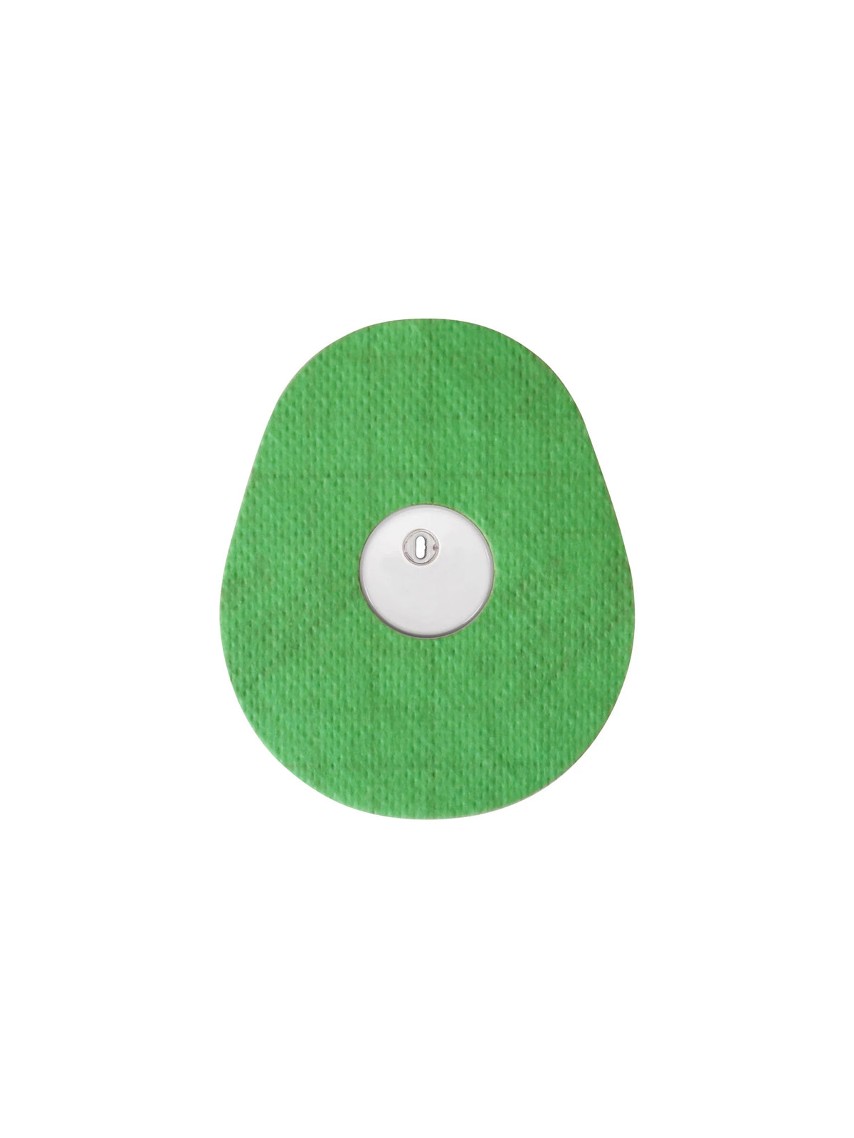 FreeStyle Libre 3 drop shape patch in green solid color, breathable adhesive patch to help support sensor wear