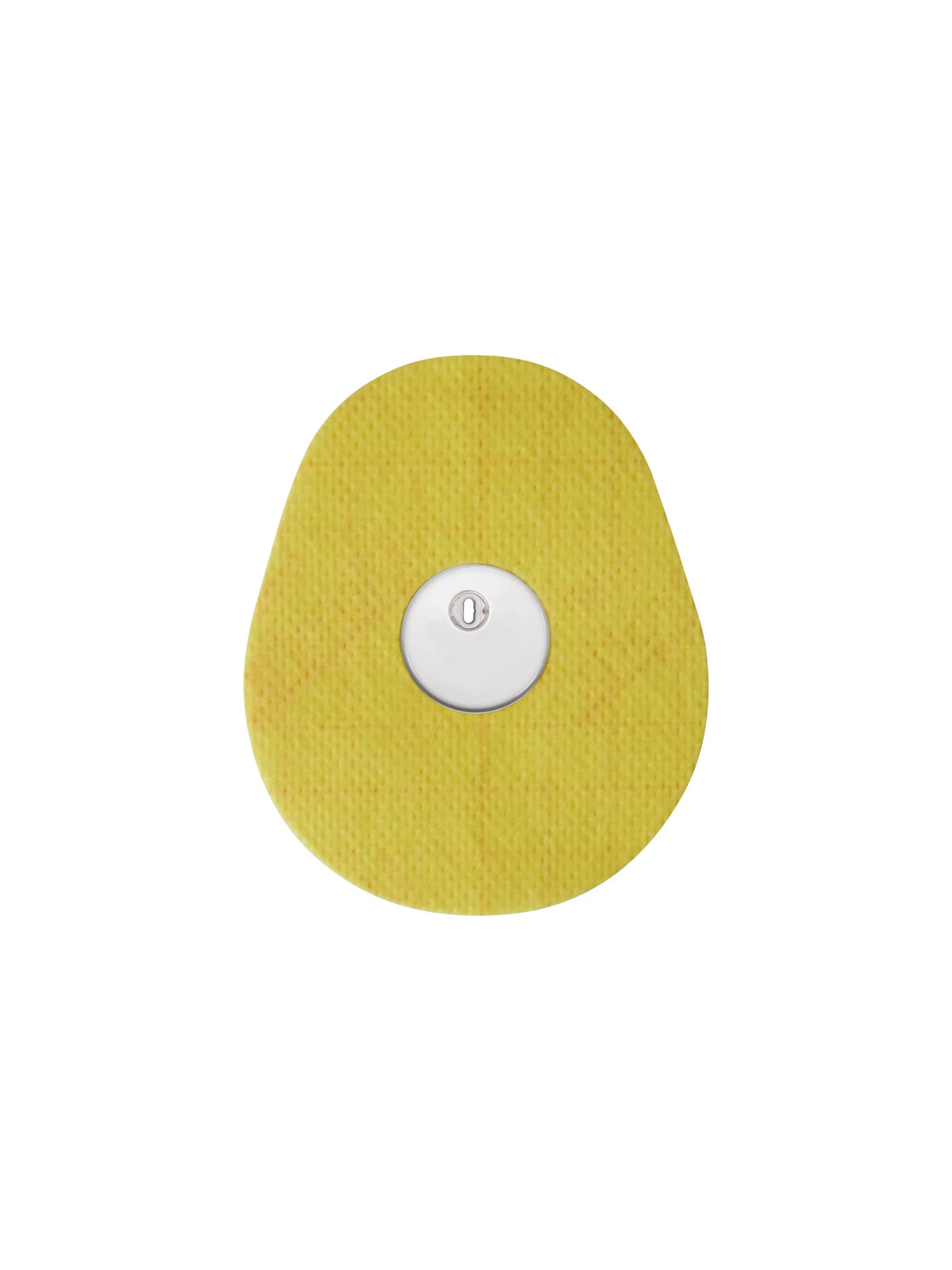 FreeStyle Libre 3 drop shape patch in yellow solid color, breathable adhesive patch to help support sensor wear