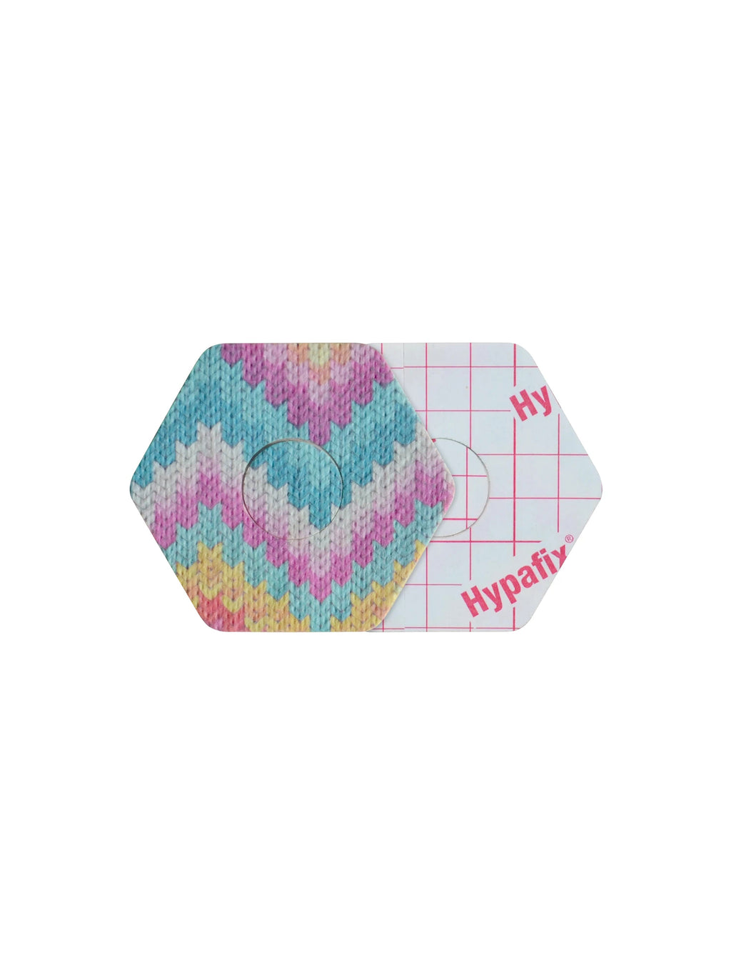 FreeStyle Libre 3 adhesive patch, hexagonal shape, front and backing