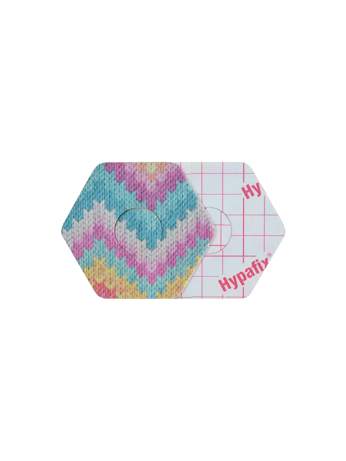 FreeStyle Libre 3 adhesive patch, hexagonal shape, front and backing