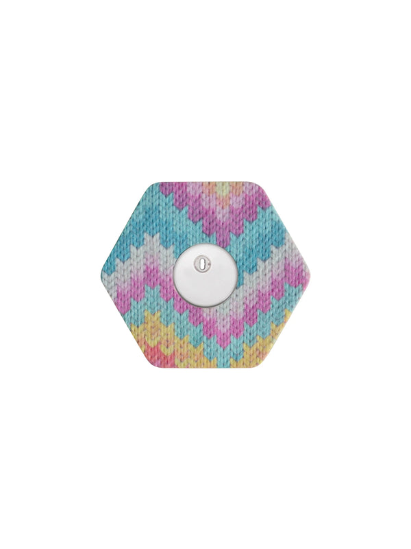 FreeStyle Libre 3 hexagonal shape patch in Mosaic Drift design, breathable adhesive patch to help support sensor wear