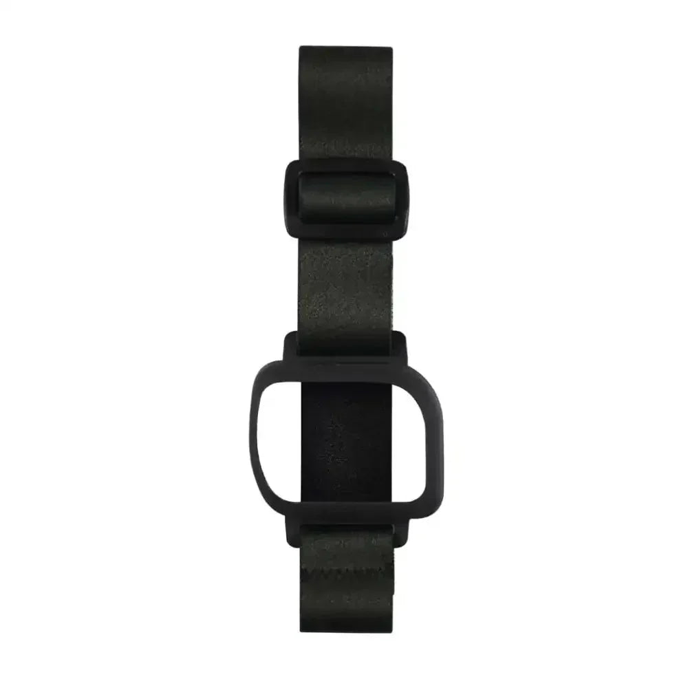 GlucoMen Day Armband black adjustable for insulin patch pump with secure clip and soft elastic strap.
