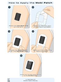 How to apply the Tandem Mobi adhesive patch over the Dia-Mobi Clip, step by step