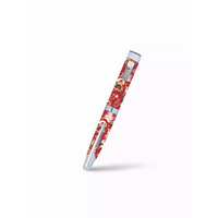 Decorative pen featuring red Christmas-themed stickers for HumaPen diabetes management