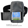 Grey vertical infusion pump bag with adjustable waist belt and transparent window for portable pumps