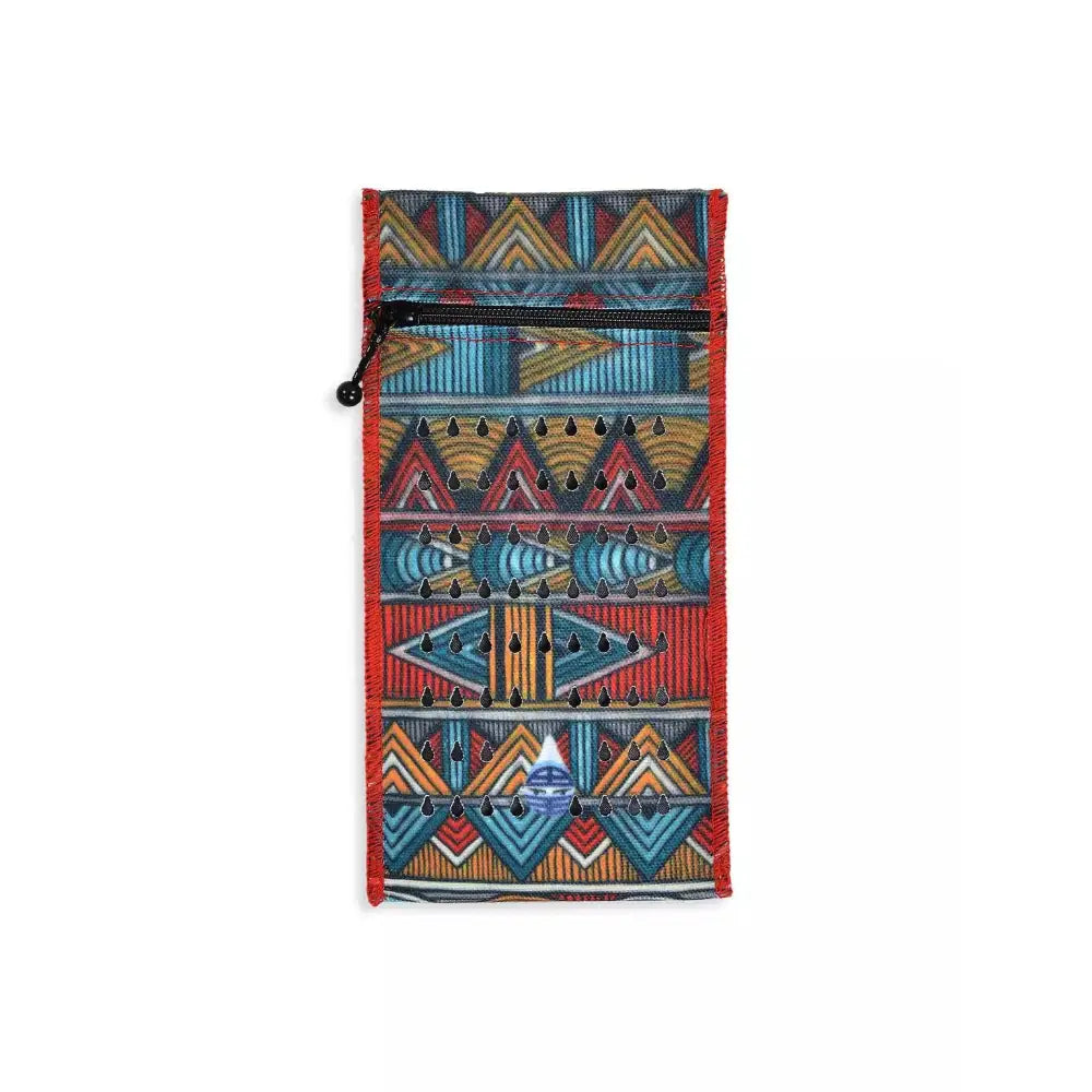 Insulin cooling wallet with colorful geometric design, compact and lightweight for 2 pens or vials, evaporative cooling, Dia-Cool.