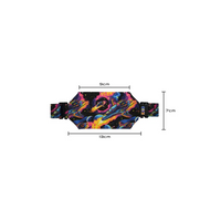 Colorful insulin pump pouch for children featuring an abstract swirling pattern