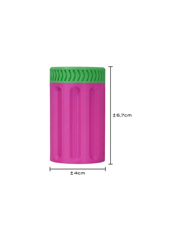 Kaio insulin vial protector dimensions showing compact 6.7cm height and 4cm width for 10ml vials