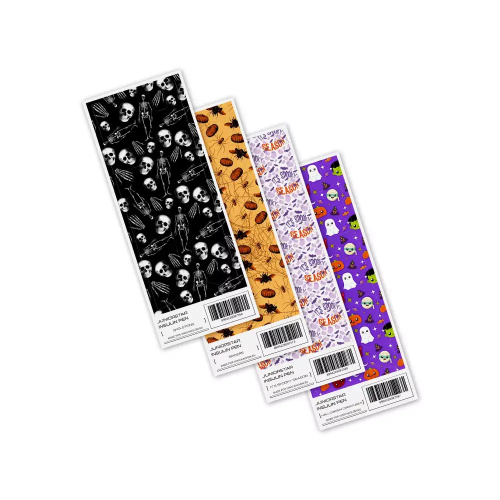 Halloween-themed JuniorSTAR Insulin Pen Stickers for festive diabetes management