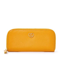 Stylish yellow diabetic case from Sweet Collection, made of genuine leather with a secure zip closure for diabetes care essentials.