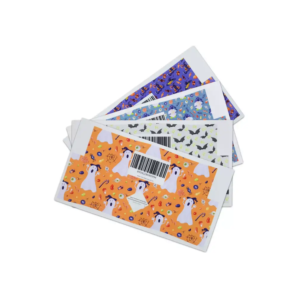 Medtronic MiniMed Insulin Pump Stickers - Halloween Edition with ghosts, pumpkins, bats, and gnomes designs.