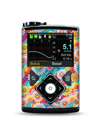 Medtronic MiniMed with vibrant summer edition floral stickers for personalized protection.